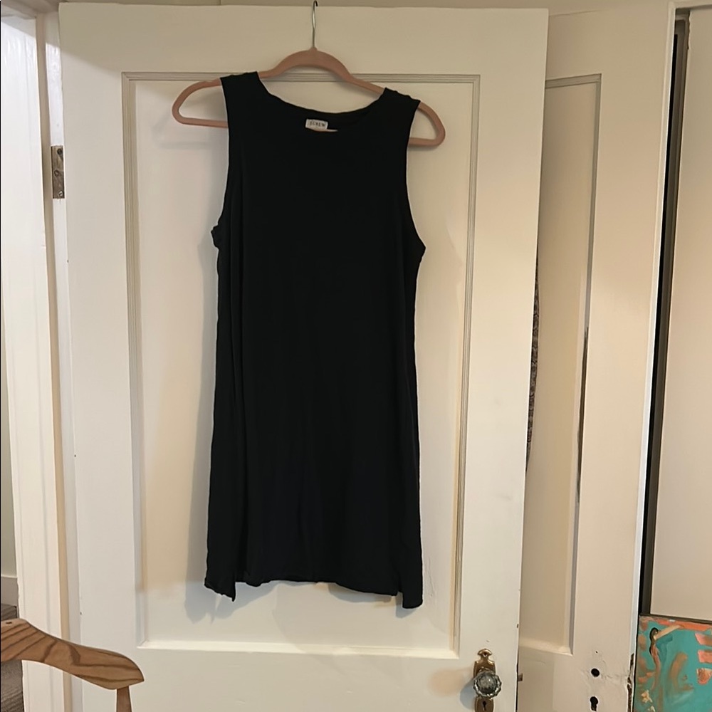 100% Cotton J. Crew Black Sheath Mini Dress with Crew Neck